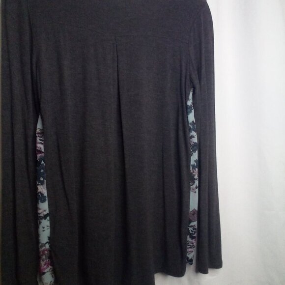 Maurices Blouse Women S Long Sleeve Beading Floral Blue Gray - Picture 14 of 15